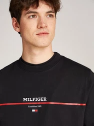 Tommy Hilfiger Sweatshirt Hilfiger Stripe Terry Sweatshirt schwarz
