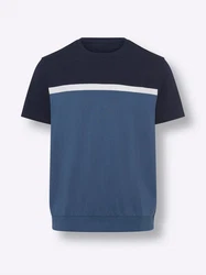 Sieh an! T-Shirt Rundhals-Shirt Dunkelblau/Hellblau/Blau