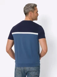 Sieh an! T-Shirt Rundhals-Shirt Dunkelblau/Hellblau/Blau