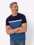 Sieh an! T-Shirt Rundhals-Shirt Dunkelblau/Hellblau/Blau