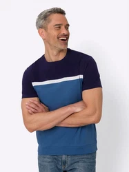 Sieh an! T-Shirt Rundhals-Shirt Dunkelblau/Hellblau/Blau