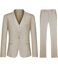 Allthemen Anzug Slim Fit Herrenanzug Business Khaki/Beige/Braun