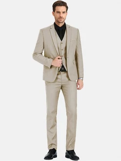 Allthemen Anzug Slim Fit Herrenanzug Business Khaki/Beige/Braun