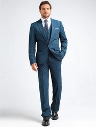 Allthemen Anzug Slim Fit Herrenanzug Business Blau/Türkis