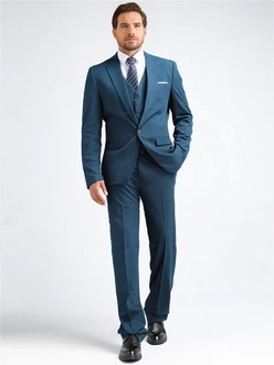 Allthemen Anzug Slim Fit Herrenanzug Business Blau/Türkis