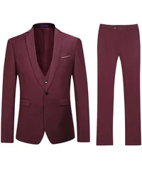 Allthemen Anzug Slim Fit Herrenanzug Business Dunkelrot/Bordeaux/Rot/Lila