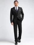Allthemen Anzug Slim Fit Herrenanzug Business Schwarz/Dunkelblau