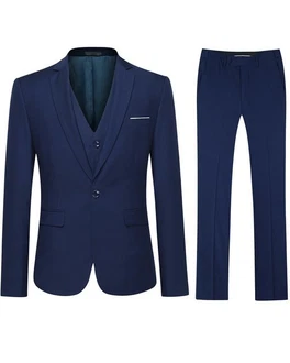 Allthemen Anzug Slim Fit Herrenanzug Business Dunkelblau/Blau