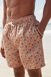 Next Badeshorts Relaxed Fit mit Print Gelb/Rosa/Braun/Beige