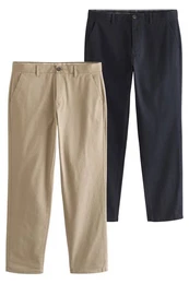 Chinohose Straight Fit Chinohose mit Stretch im 2er-Pack (2-tlg)