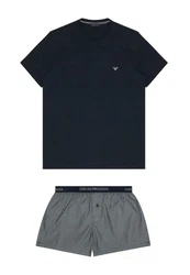 Emporio Armani Pyjama Schlafanzug Set Dunkelblau/Blau/Grau