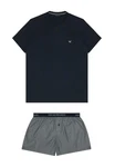 Emporio Armani Pyjama Schlafanzug Set Dunkelblau/Blau/Grau