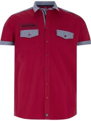 Jan Vanderstorm Kurzarmhemd HERKKO Rot/Rosa/Dunkelrot