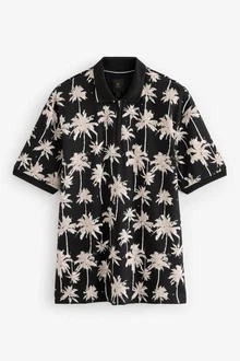 Next Poloshirt mit Geoprint Schwarz/Lila/Weiß/Beige