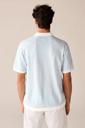 Next Poloshirt mit Kuba-Kragen (1-tlg) Hellblau