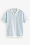 Next Poloshirt mit Kuba-Kragen (1-tlg) Hellblau