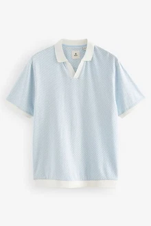 Next Poloshirt mit Kuba-Kragen (1-tlg) Hellblau Next Poloshirt mit Kuba-Kragen (1-tlg) Hellblau