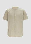 QS Kurzarmhemd Hemd mit Stehkragen Khaki/Beige