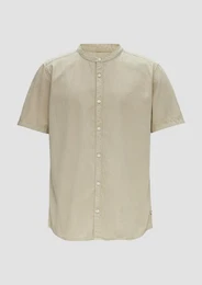 Kurzarmhemd Hemd mit Stehkragen und Garment Dye Garment Dye