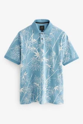 Next Poloshirt mit Geoprint Blau/Hellblau