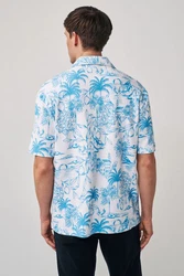Next Poloshirt Strukturiertes mit Print Blau