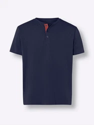 Sieh an! T-Shirt Rundhals-Shirt Dunkelblau/Blau