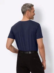 Sieh an! T-Shirt Rundhals-Shirt Dunkelblau/Blau