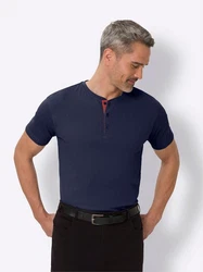 Sieh an! T-Shirt Rundhals-Shirt Dunkelblau/Blau
