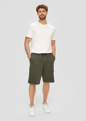 s.Oliver Bermudas Lässige Sweatshorts Cargotasche Khaki/Weiß/Creme