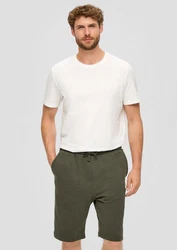 s.Oliver Bermudas Lässige Sweatshorts Cargotasche Khaki/Weiß/Creme