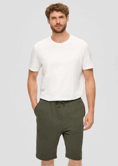 s.Oliver Bermudas Lässige Sweatshorts Cargotasche Khaki/Weiß/Creme