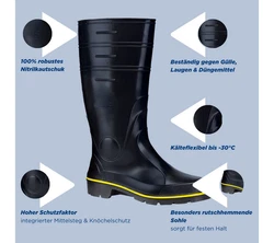 SCHEIBLER WORKWEAR Nitril Regenstiefel Schwarz/Gelb