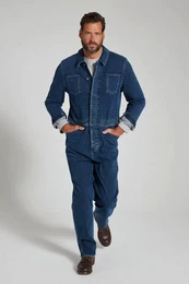 5-Pocket-Jeans Overall Denim Workwear Brusttaschen Langarm