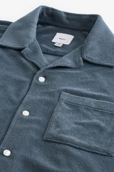 Next Kurzarmhemd Strukturiertes Frottee-Hemd Blau/Hellblau/Grau