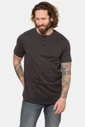 JP1880 T-Shirt Henley Basic Knopfleiste Dunkelgrau/Schwarz/Dunkelbraun/Dunkelrot/Dunkelgrün