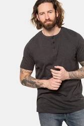JP1880 T-Shirt Henley Basic Knopfleiste Dunkelgrau/Schwarz/Dunkelbraun/Dunkelrot/Dunkelgrün