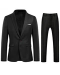 Allthemen Anzug zweiteiliger Businessanzug Slim Fit Schwarz/Dunkelgrau