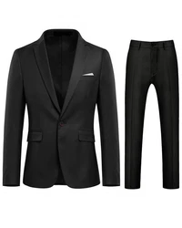 Allthemen Anzug zweiteiliger Businessanzug Slim Fit Schwarz/Dunkelgrau