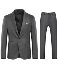 Allthemen Anzug zweiteiliger Businessanzug Slim Fit Dunkelgrau/Grau/Hellgrau
