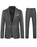 Allthemen Anzug zweiteiliger Businessanzug Slim Fit Dunkelgrau/Grau/Hellgrau