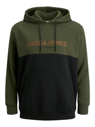 Jack & Jones Hoodie Herren JJEURBAN BLOCKING SWEAT HOOD Dunkelgrün/Grün