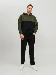 Jack & Jones Hoodie Herren JJEURBAN BLOCKING SWEAT HOOD Dunkelgrün/Grün