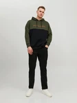 Jack & Jones Hoodie Herren JJEURBAN BLOCKING SWEAT HOOD Dunkelgrün/Grün