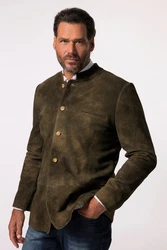 JP1880 Lederjacke Janker Tracht Dunkelgrün/Beige/Braun/Khaki