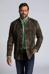 JP1880 Lederjacke Janker Tracht Dunkelgrün/Beige/Braun/Khaki