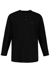 JP1880 Henley Basic Shirt Langarm Knopfleiste Schwarz/Beige/Dunkelblau