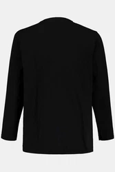 JP1880 Henley Basic Shirt Langarm Knopfleiste Schwarz/Beige/Dunkelblau