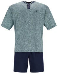 Hajo Shorty Herren Pyjama Grün/Türkis/Hellblau