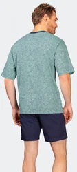 Hajo Shorty Herren Pyjama Grün/Türkis/Hellblau