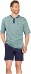 Hajo Shorty Herren Pyjama Grün/Türkis/Hellblau